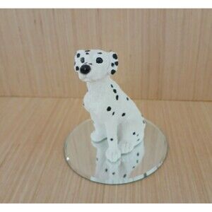Dalmatian Dog Resin Figurine with Mirror Stand Dog Lovers Gift Idea